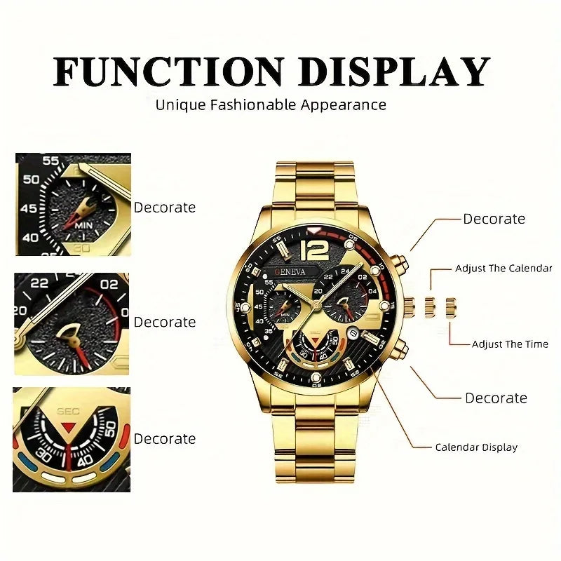 Royal Golden Prestige Set – Watch, Bracelet, Ring & Necklace - UG