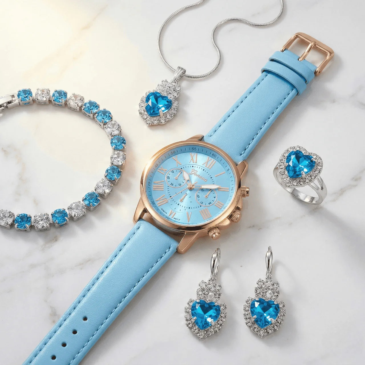 Aurora Blue Luxury Jewelry & Watch Set - UG
