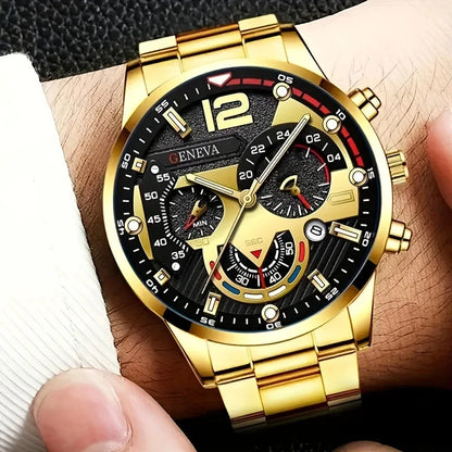 Royal Golden Prestige Set – Watch, Bracelet, Ring & Necklace - UG