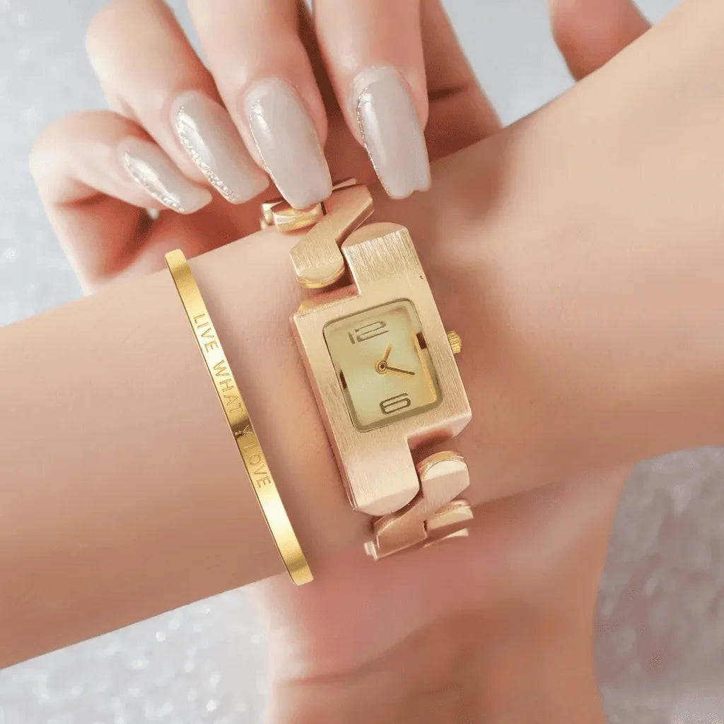 Elegant Gold Watch & Bracelet Set – Timeless Luxury for Every Moment - UG