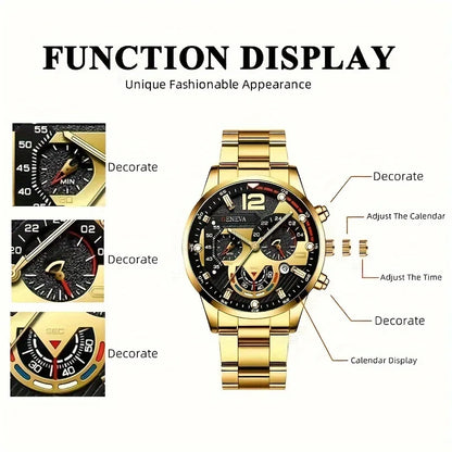 Royal Golden Prestige Set – Watch, Bracelet, Ring & Necklace - UG
